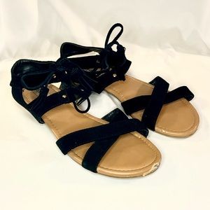 Steve Madden Gladiator Open Toe Black Sandal Flats